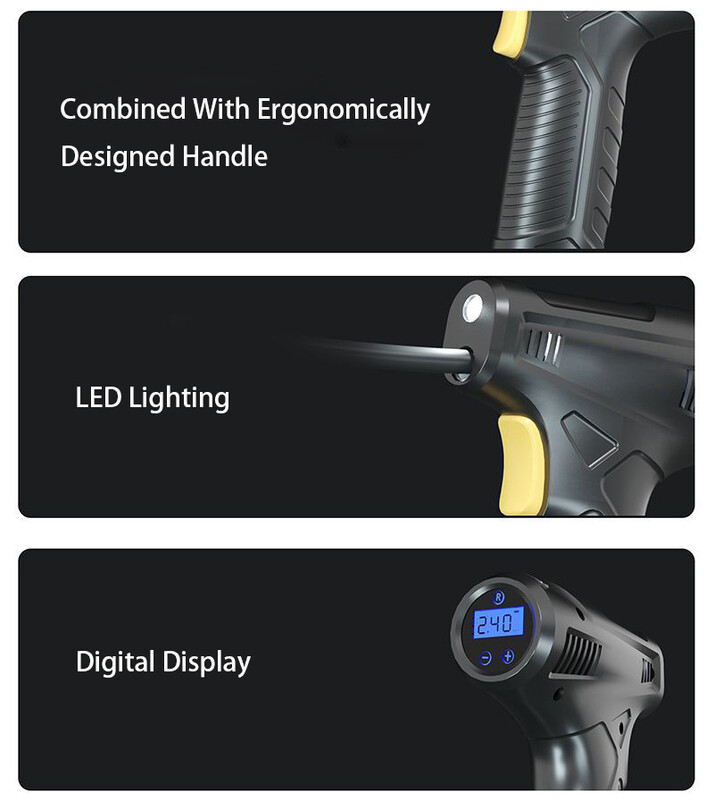 Pompă de aer pentru mașină 80W Pompă gonflabilă pentru anvelope pentru mașină electrică fără fir/cu fir Compresor portabil de aer pentru anvelope.