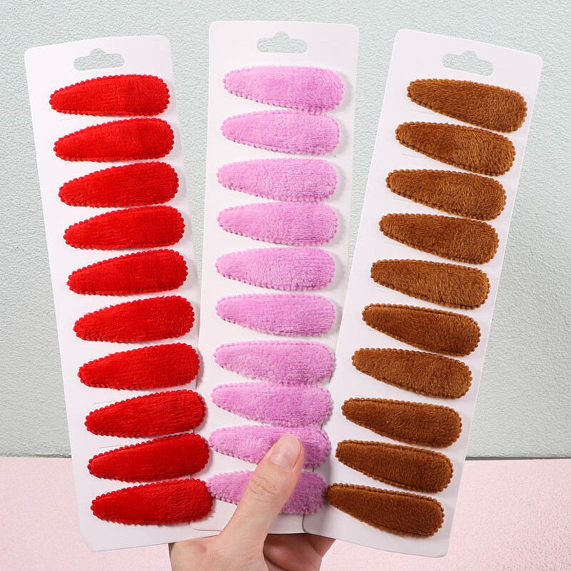 10 бр./компл. Дамски плътни плюшени щипки за коса с форма на водна капка за сладки момичета Щипка за коса Шноли за коса Шапки Детски аксесоари за коса