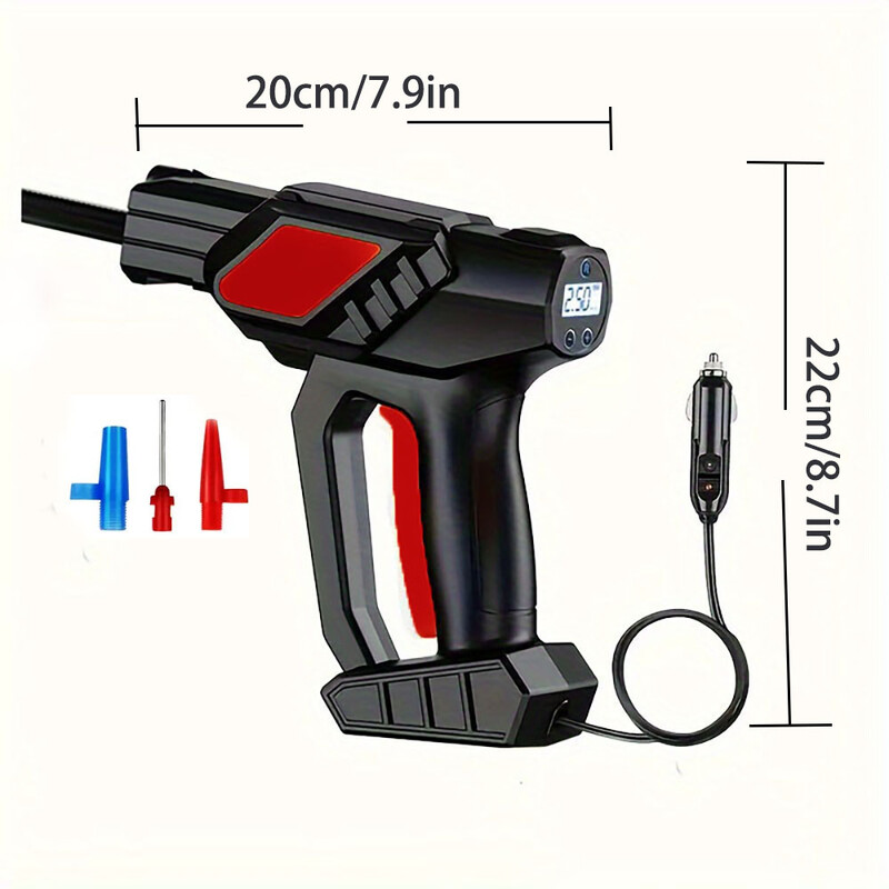 120 W juhtmeta pumbaga auto õhukompressor rehvirõhu test Digitaalne rehvi õhupump