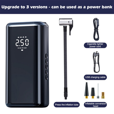 150 psi juhtmeta auto rehvi täitur õhukompressori pump 120 W kaasaskantav aku täispump LED USB-väljundiga auto jalgratta mootorratta jaoks