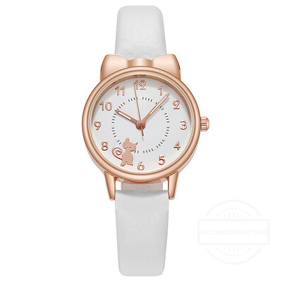 Moda Copii Lovely Cat Cadran Digital Set Ceas Copii Curea Piele Ceasuri Cuart Copii Fete Ceas Ceas Copii