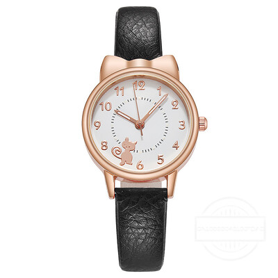 Moda Copii Lovely Cat Cadran Digital Set Ceas Copii Curea Piele Ceasuri Cuart Copii Fete Ceas Ceas Copii