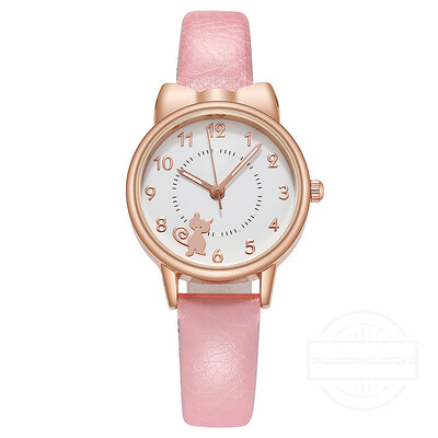 Moda Copii Lovely Cat Cadran Digital Set Ceas Copii Curea Piele Ceasuri Cuart Copii Fete Ceas Ceas Copii