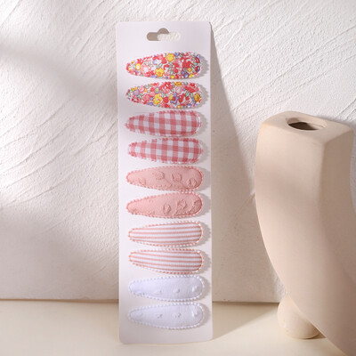 10Pcs/Lot kopča za kosu za novorođenče Pamučna legura Mašna za kosu Snap Set Karirane ukosnice za djevojčice Dječja pokrivala za glavu Dodaci za kosu