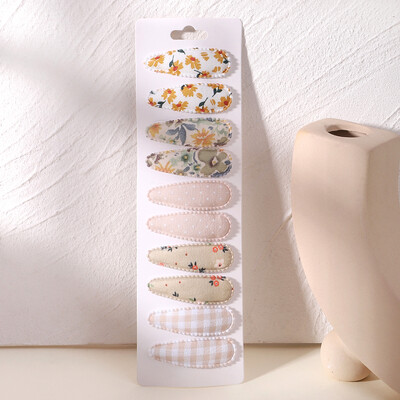 10Pcs/Lot kopča za kosu za novorođenče Pamučna legura Mašna za kosu Snap Set Karirane ukosnice za djevojčice Dječja pokrivala za glavu Dodaci za kosu