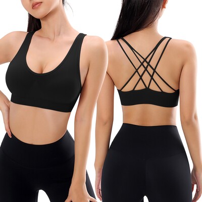 Puha Cross Back jógamelltartók Női Fitness Melltartó Harisnya Jóga Mellény Nagy szilárdságú Ütésálló Tornatermi Sport Top Push Up mellkaspárnával