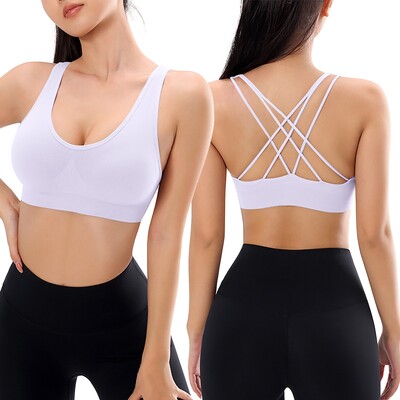 Sutiene de yoga cu spate încrucișat moale, sutien fitness pentru femei, colanți, vestă de yoga, de înaltă rezistență, rezistentă la șocuri, sport pentru sală de gimnastică, sus cu pernă pentru piept