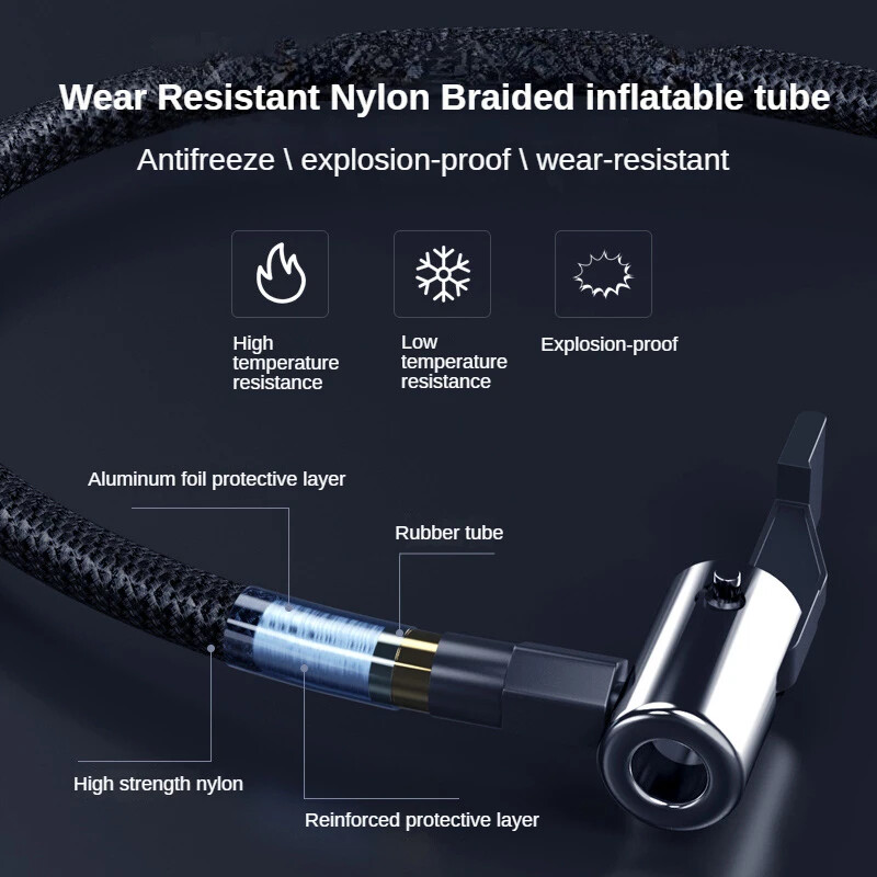 Elektriskais riepu piepūšanas sūknis Bezvadu pārnēsājams digitālais displejs gaisa sūknis automašīnas motociklam ar LED gaismu 6000mAh akumulatoru