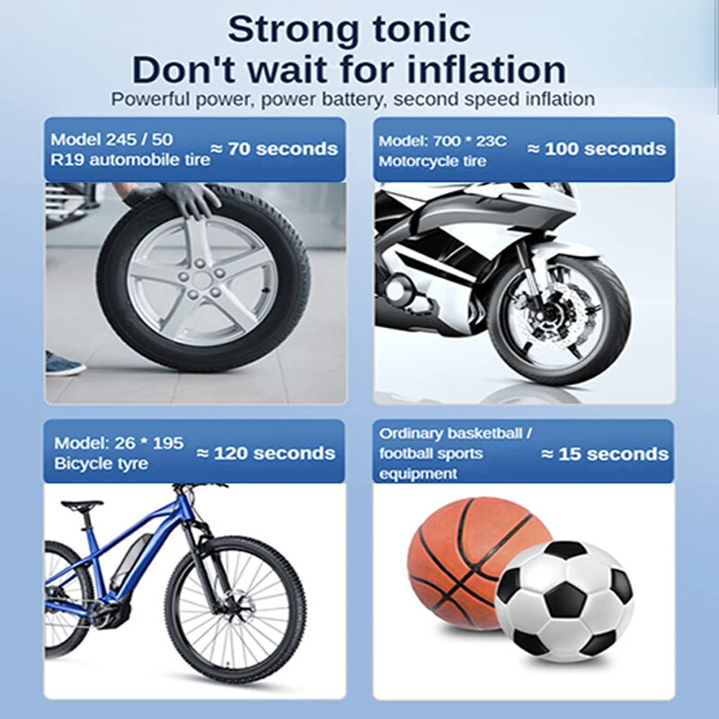 Elektriskais riepu piepūšanas sūknis Bezvadu pārnēsājams digitālais displejs gaisa sūknis automašīnas motociklam ar LED gaismu 6000mAh akumulatoru