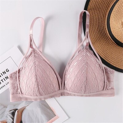 Seksi čipkasto žensko donje rublje Prozračni pamučni grudnjak s jastučićima za grudi bez čeličnog prstena Izdubljeni grudnjak Sportski grudnjak protiv odsjaja