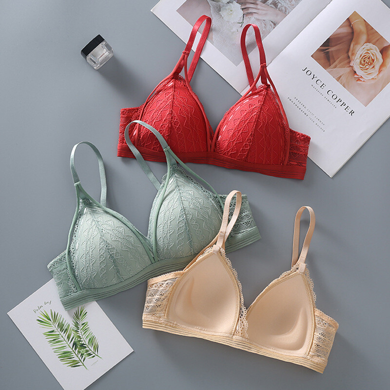 Seksi čipkasto žensko donje rublje Prozračni pamučni grudnjak s jastučićima za grudi bez čeličnog prstena Izdubljeni grudnjak Sportski grudnjak protiv odsjaja