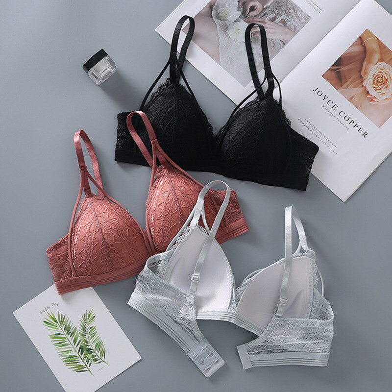 Seksi čipkasto žensko donje rublje Prozračni pamučni grudnjak s jastučićima za grudi bez čeličnog prstena Izdubljeni grudnjak Sportski grudnjak protiv odsjaja