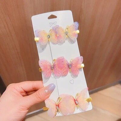 6GAB tauriņu matu sprādzes ar krāsu gradientu MEITENES dzimšanas dienas dāvana