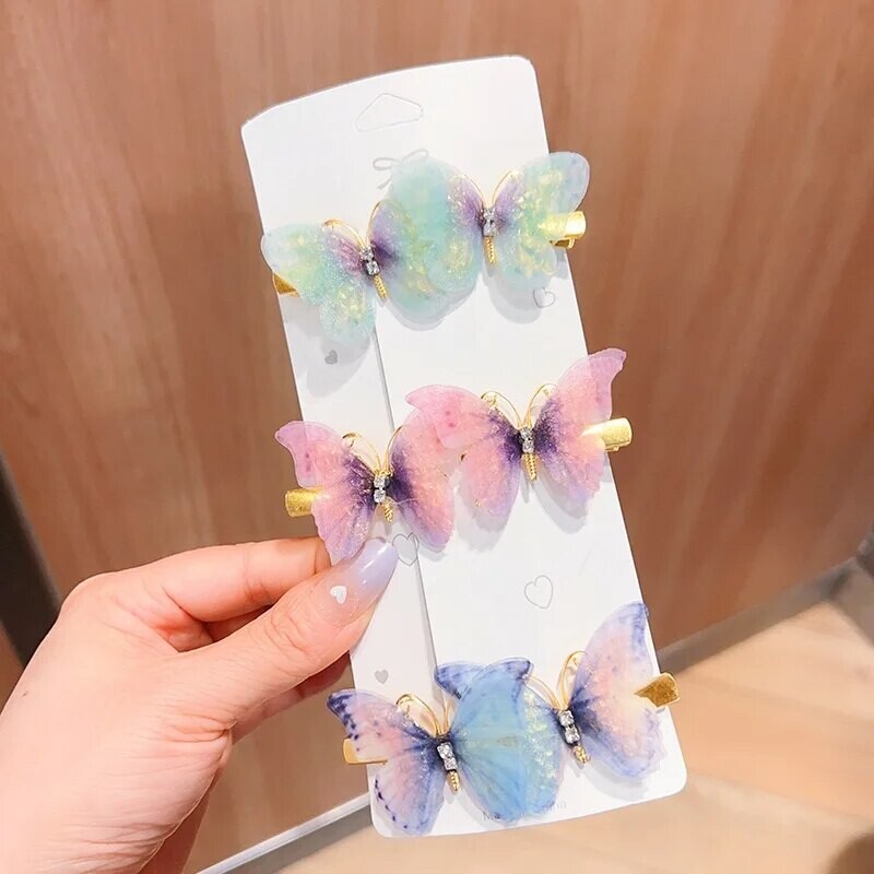 6GAB tauriņu matu sprādzes ar krāsu gradientu MEITENES dzimšanas dienas dāvana