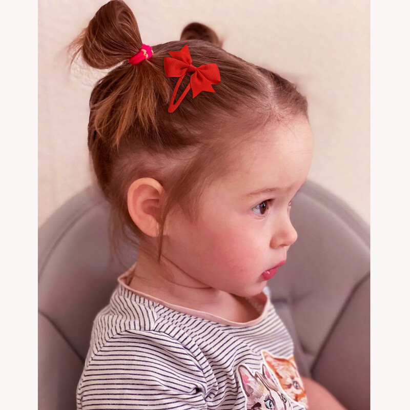 20бр. щипки за коса с панделки Бутикова панделка Grosgrain 2-инчови шноли за коса без приплъзване Шноли за коса за малки деца Бебе момиче