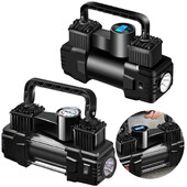 Φουσκωτό ηλεκτρικό ελαστικό 12V 150 PSI με μανόμετρο Mini Air Compressor Δικύλινδρος φουσκωτό ελαστικό αυτοκινήτου με φως LED