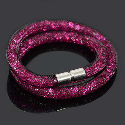 Chanfar, realizată manual, rășină mică, umplută cu cristale, plasă, dublă închidere magnetică, brățară, bijuterii pentru femei