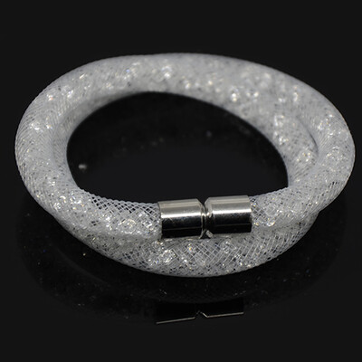 Chanfar, realizată manual, rășină mică, umplută cu cristale, plasă, dublă închidere magnetică, brățară, bijuterii pentru femei