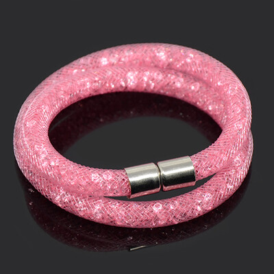 Chanfar, realizată manual, rășină mică, umplută cu cristale, plasă, dublă închidere magnetică, brățară, bijuterii pentru femei