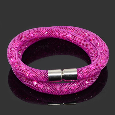 Chanfar, realizată manual, rășină mică, umplută cu cristale, plasă, dublă închidere magnetică, brățară, bijuterii pentru femei