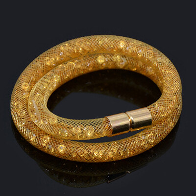 Chanfar, realizată manual, rășină mică, umplută cu cristale, plasă, dublă închidere magnetică, brățară, bijuterii pentru femei