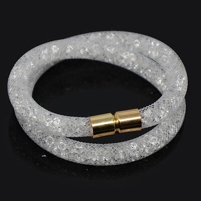 Chanfar, realizată manual, rășină mică, umplută cu cristale, plasă, dublă închidere magnetică, brățară, bijuterii pentru femei