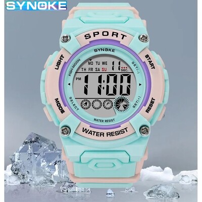 SYNOKE Studentski digitalni sat Vodootporni sportski dječji sat Sjajni višenamjenski dječji sat Sedam boja svjetlo Poklon