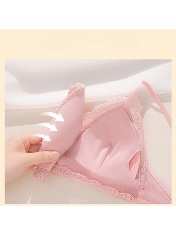 MOYISU FR Girls American Sexy No Underwire Triangle Cup Underwear Female Small Chest Gathered Up Сутиен Калъф Сутиен Тънък Pure Wind