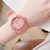 Bērnu eksāmens Pulkstenis Meitenes Zēni Pamatskola Ūdensizturīgs Imitācijas Piliens Macaron Little Fresh Sport Jelly Candy Color
