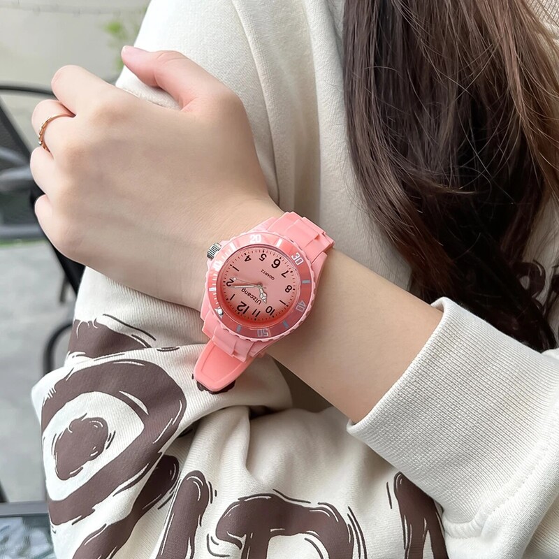 Vaikų egzamino laikrodis Mergaičių berniukų pradinės mokyklos vandeniui atsparus imitacinis lašas Macaron Little Fresh Sport želė saldainių spalva