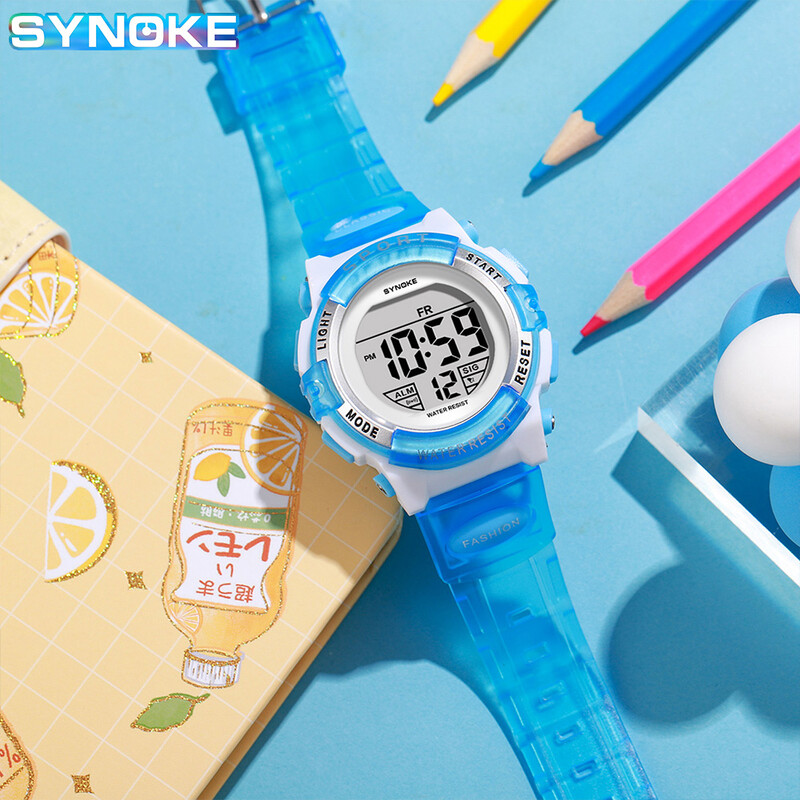 Zēnu pulkstenis bērniem Krāsainas gaismas digitālie pulksteņi SYNOKE zīmola 5bar ūdensizturīgi studentu zēnu meiteņu pulksteņi