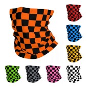Bandana colorată, geometrică, în carouri, negru și portocaliu, pentru gât, imprimată, pentru curse, pentru motociclete, eșarfă magică, eșarfă pentru ciclism cu utilizare multiplă