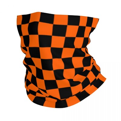Bandana colorată, geometrică, în carouri, negru și portocaliu, pentru gât, imprimată, pentru curse, pentru motociclete, eșarfă magică, eșarfă pentru ciclism cu utilizare multiplă