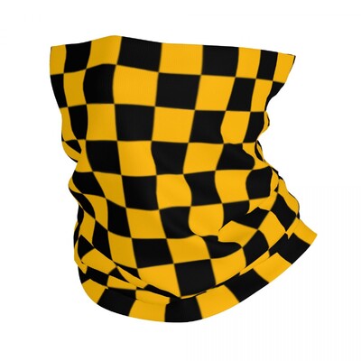 Bandana colorată, geometrică, în carouri, negru și portocaliu, pentru gât, imprimată, pentru curse, pentru motociclete, eșarfă magică, eșarfă pentru ciclism cu utilizare multiplă