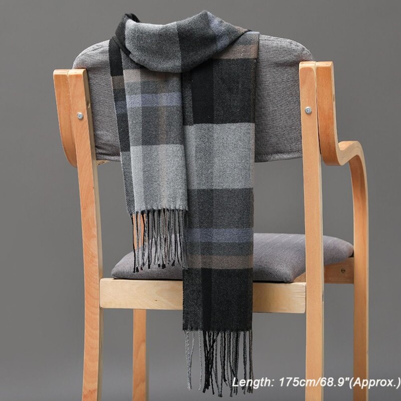 Zimski debeli topli muški šal Karirani resama od kašmira Poslovni dugi šal Britanski stil Mekani šal za kampiranje Šal za planinarenje