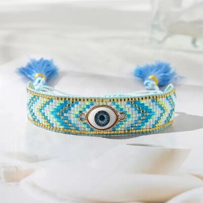 Brățară cu bile de orez Moda țesută manual Geometrie reglabilă Versatilă Unisex Simplitate Brățară Boemia cu margele