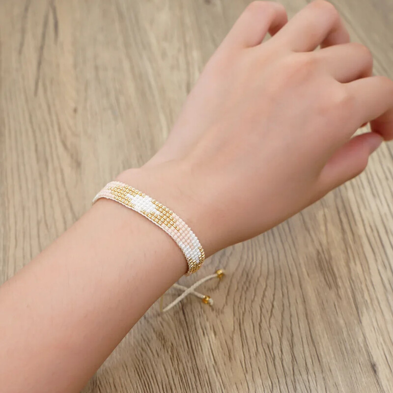 Brățară cu bile de orez Moda țesută manual Geometrie reglabilă Versatilă Unisex Simplitate Brățară Boemia cu margele