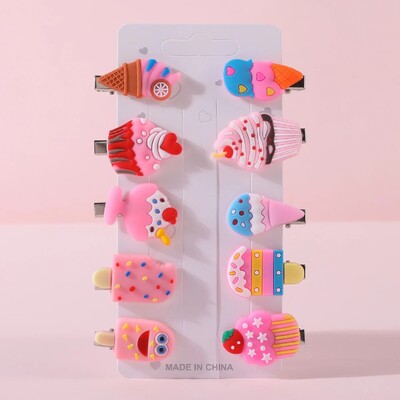 10 bucăți/set agrafe de păr cu unicorn din desene animate pentru fete, drăguță, înghețată, agrafă de păr pentru copii, agrafe minunate pentru prințesă, accesorii de păr pentru copii