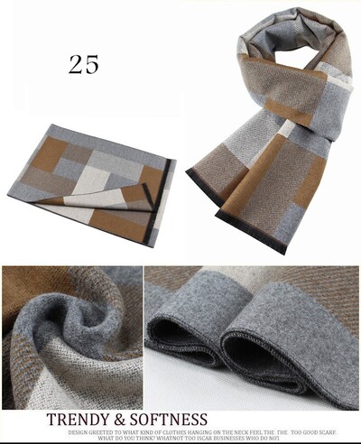Eșarfă de modă pentru bărbați, toamnă, iarnă, multifuncțională, eșarfă decorativă pentru adulți, pentru afaceri, în carouri, zăbrele caldă Commercia