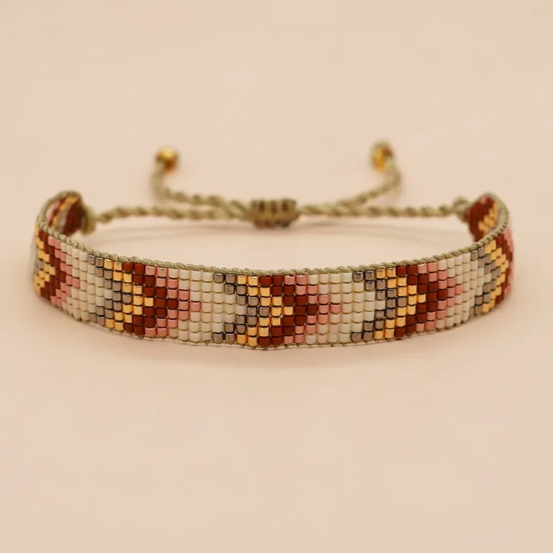 Narukvica od rižinih perli 7 redova strelica Ručno pletenje Gradijent Vintage Trendy Minimalistički boemski Podesiva narukvica od perli