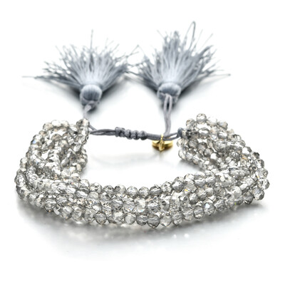 ZMZY Roz Boho Brățări de mărgele de cristal lucrate manual, din sticlă elastică, cu mărgele de sticlă, în straturi, stivuite, ciucuri, bijuterii, cadou pentru prieteni