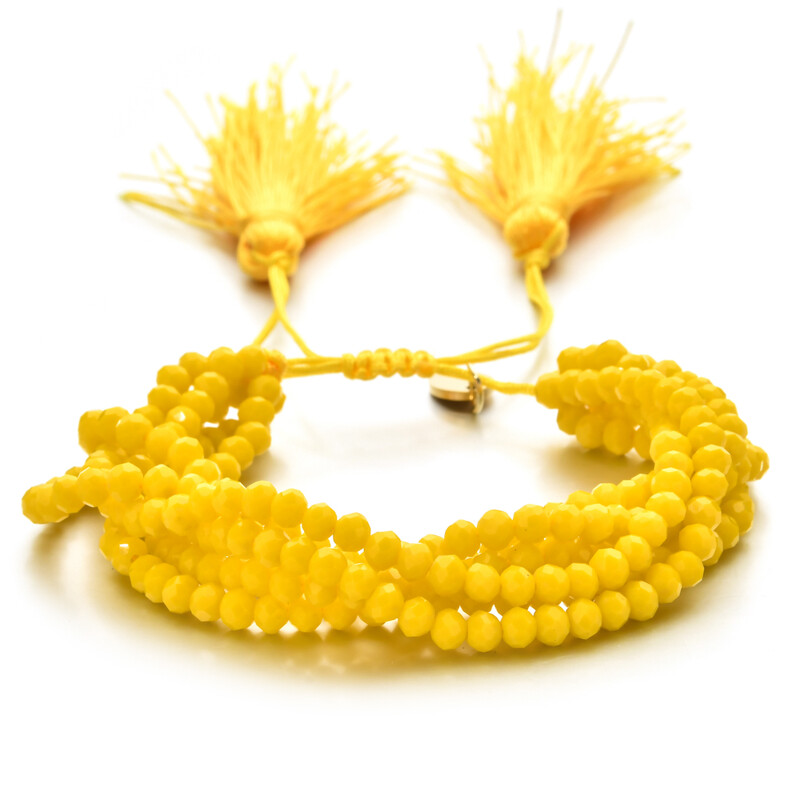 ZMZY Roz Boho Brățări de mărgele de cristal lucrate manual, din sticlă elastică, cu mărgele de sticlă, în straturi, stivuite, ciucuri, bijuterii, cadou pentru prieteni