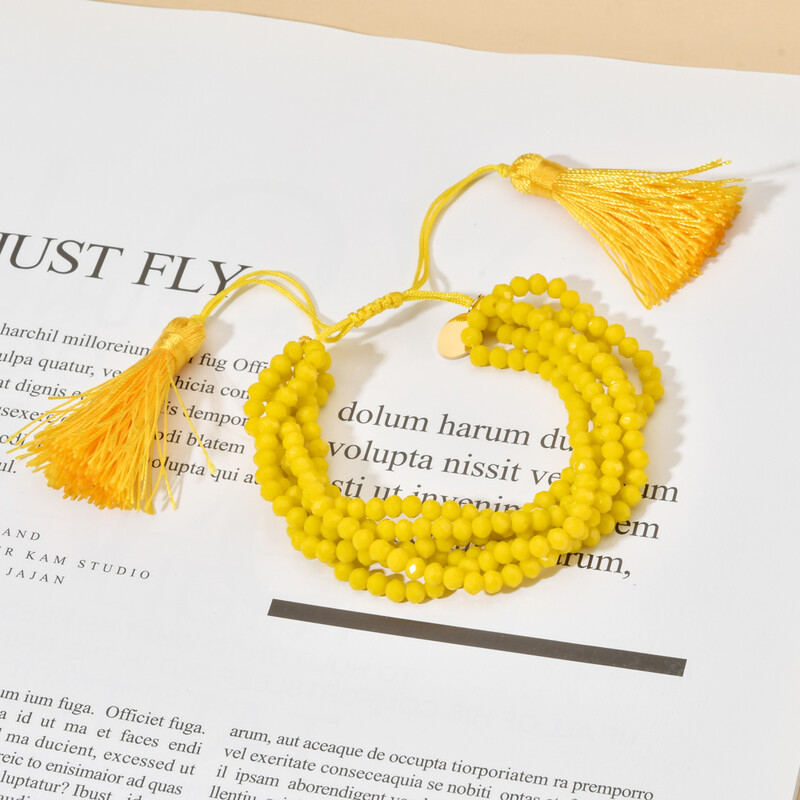 ZMZY Roz Boho Brățări de mărgele de cristal lucrate manual, din sticlă elastică, cu mărgele de sticlă, în straturi, stivuite, ciucuri, bijuterii, cadou pentru prieteni