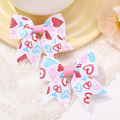 2 bucăți/lot 2,36 inch agrafe cu fundă de Crăciun panglică funde de păr clemă pentru fete copii înveseliți cadouri de vacanță accesorii de păr