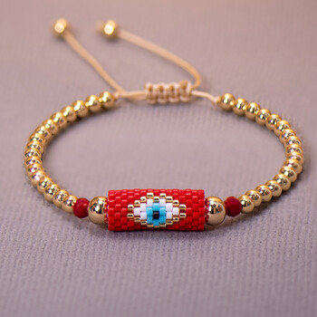 Miyuki Woven Evil Eye βραχιόλι Χειροποίητο Bohemian Bead Γυναικεία Boho Style Summer Pink for Women Κοσμήματα Ανδρικά Ibiza Personalized Braided Rvs Χρωματιστή κλωστή αισθητική Lgbt Τουρκική τυχερή προστασία κατά δώρου