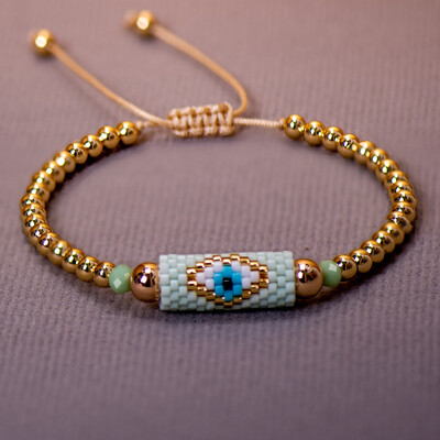 Miyuki Woven Evil Eye karkötő kézzel készített bohém gyöngyös női bohó stílusú nyári rózsaszín női divat ékszerek férfi ibizai személyre szabott fonott Rvs színes cérna esztétikus Lgbt török szerencsés védelem az ajándék ellen