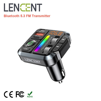 LENCENT Bluetooth 5.3 FM adó Bluetooth autós adapter PD 20W és QC3.0 gyorstöltő Hi-Fi zene kihangosító készlet adapterrel