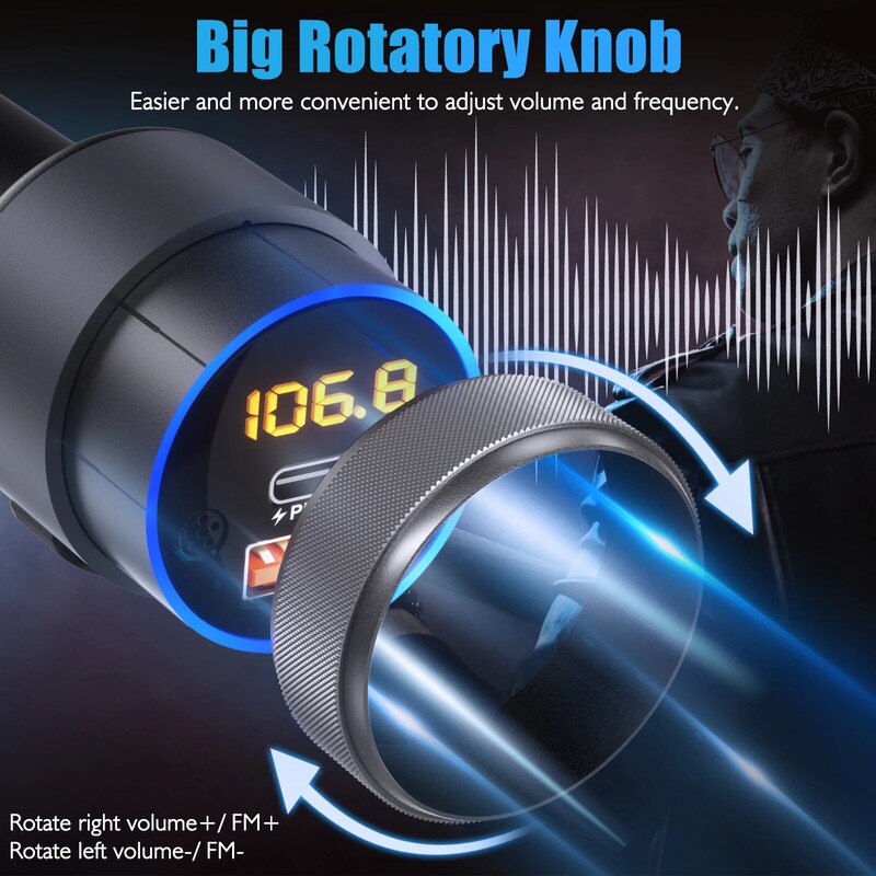 Transmițător FM LENCENT Modulator Bluetooth 5.1 pentru mașină cu tip C PD 20W și QC3.0 18W Încărcător rapid pentru mașină Player MP3 Radio Kit auto