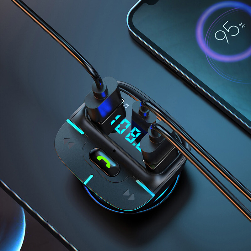 Bluetooth 5.4 FM odašiljač auto MP3 glazba U Disk player hands-free poziv auto punjač brzo punjenje PD Type-C zaslon napona