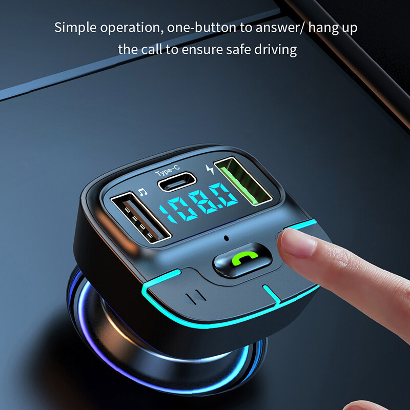 Bluetooth 5.4 FM odašiljač auto MP3 glazba U Disk player hands-free poziv auto punjač brzo punjenje PD Type-C zaslon napona